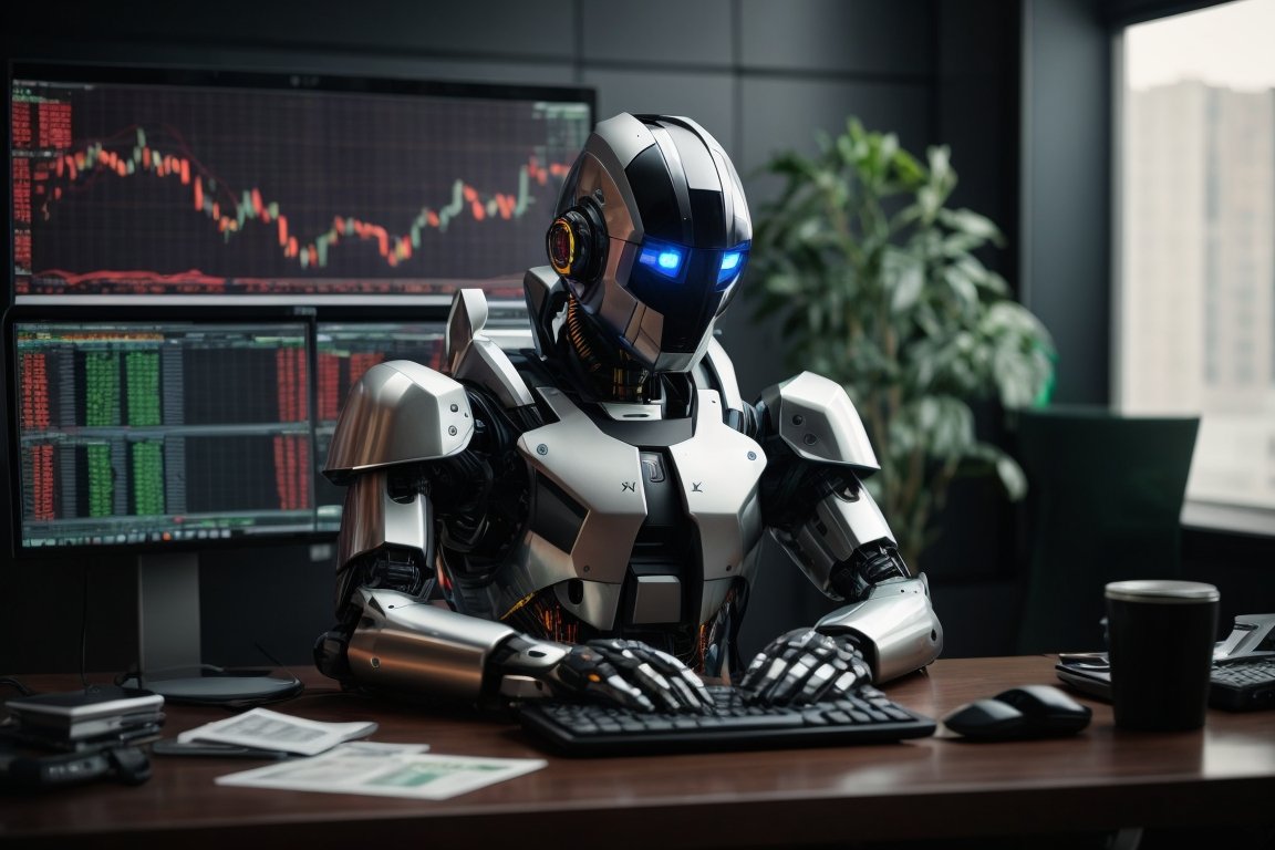 Uma ilustração digital representando sistemas automatizados de negociação Forex em ação.