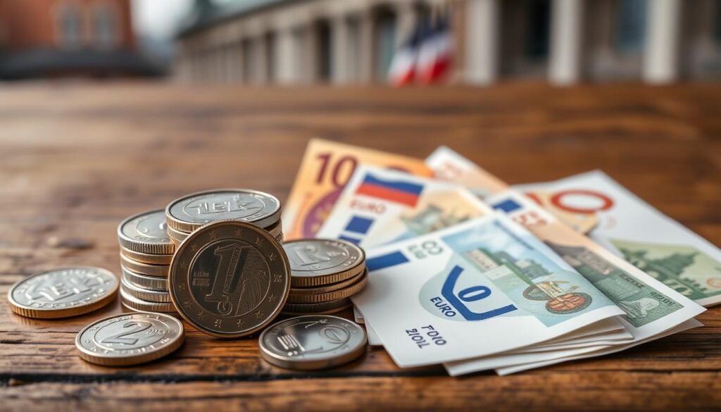 Moedas e notas de euro na Alemanha
