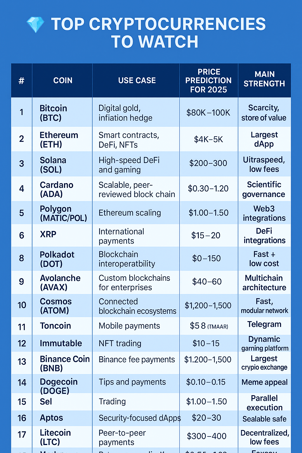 Criptomoedas Promissoras para 2025: 20 Projetos Revolucionários